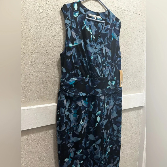 RACHEL Rachel Roy Sleeveless Printed Matte Jersey Dress in Teal Berry Bush NWT - Picture 4 of 7